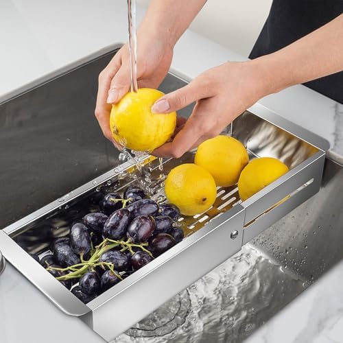 Stainless Steel Sink Strainer - Over the Sink Colander Stainless Steel