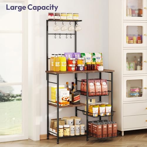 SWTYMIKI Bakers Rack with Storage, Espresso