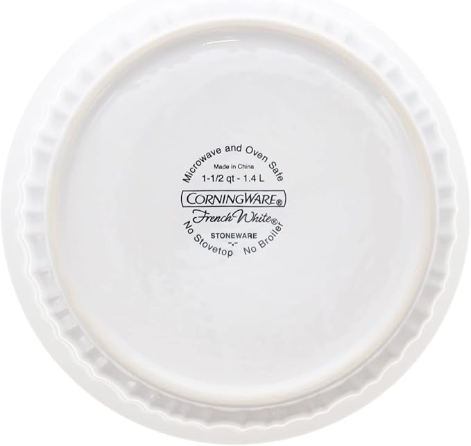 CorningWare FS5 1.5qt Round French White Casserole Dish & F-5-PC 1.5qt French - Image 4