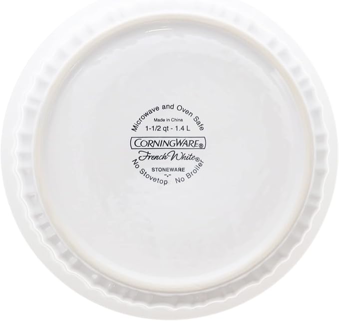 CorningWare FS5 1.5qt/1.4L Round French White Casserole Dish & G-5C 1.5qt - Image 4