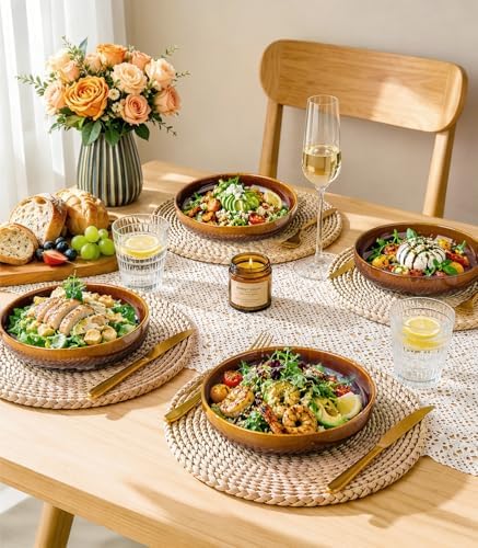 theterra 8.5" Ceramic Pasta Bowls Set of 4, Salad Bowls