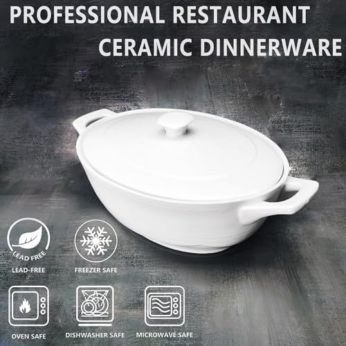 9" x 6.5" Oval Ceramic Casserole Dish with Lids