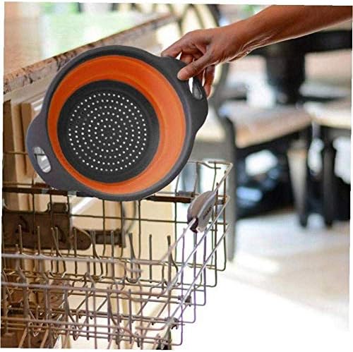 qiuqiu 1pc Collapsible Collapsible Silicone Colander Fruit Vegetable