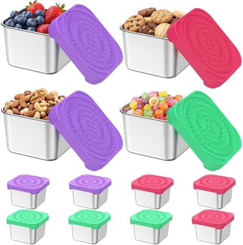 12 Pack Stainless Steel Snack Containers with Lids, 6oz