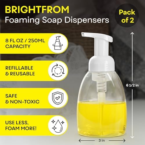 BRIGHTFROM Foaming Soap Dispenser Pump Bottles, BPA Free Empty
