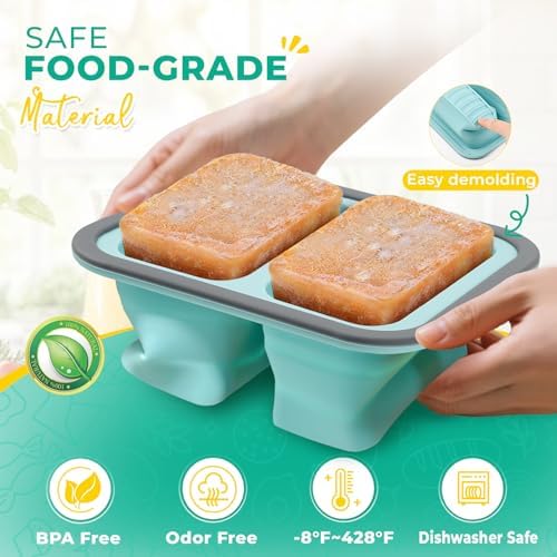 Silicone Freezer Molds with Lids, 2-Cup Soup Container for Freezer