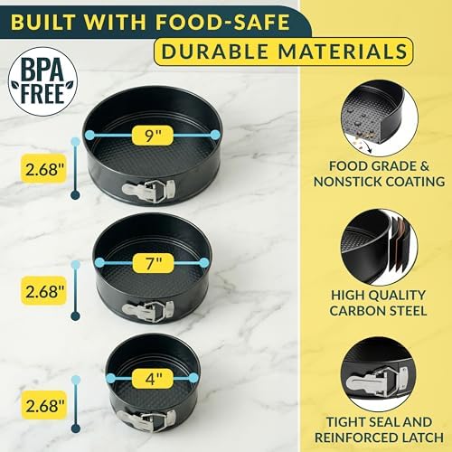 Baker's Signature Springform Pan Set of 3 (4, 7, 9 Inch) with