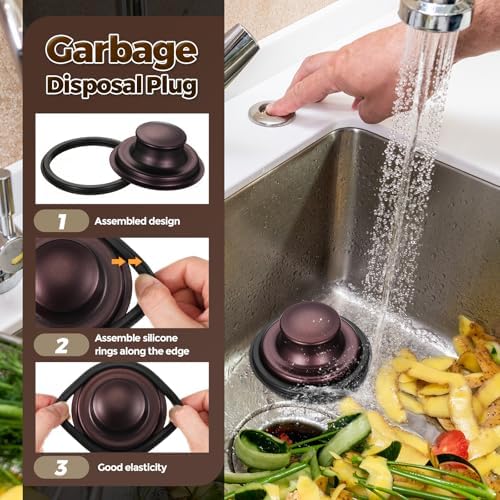Hushee 2 Pcs 3.5 Inch Kitchen Sink Strainer Stopper, Oil Rubbed Bronze