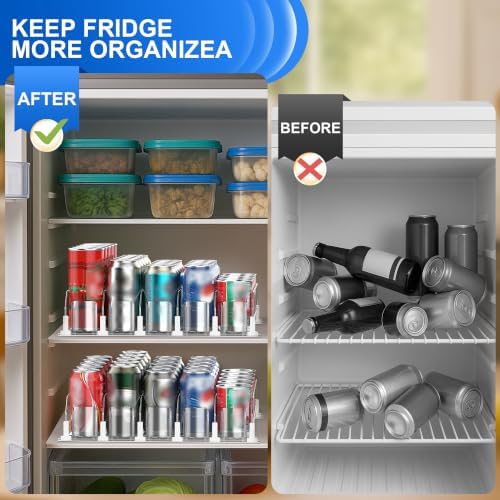 Drink Organizer for Fridge, 5 Rows, White