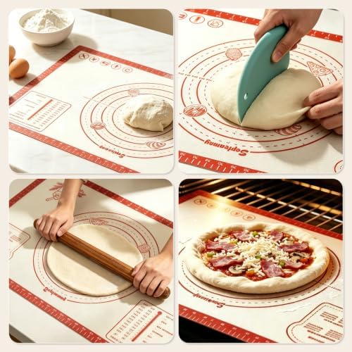 Silicone Baking Mat Set with Rolling Pin and Dough Scraper