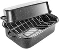 QPMR Roasting Pan with Rack, 21” Rectangular Granite Roaster Pan, 25lb