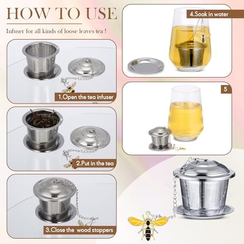 FoldTier 3 Sets Tea Infusers Loose Tea, Stainless Steel Leaf Strainers