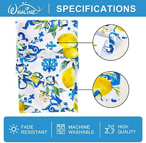 Whaline Capari Lemon Tablecloth Blue Tile Lemon Flower Fabric Table