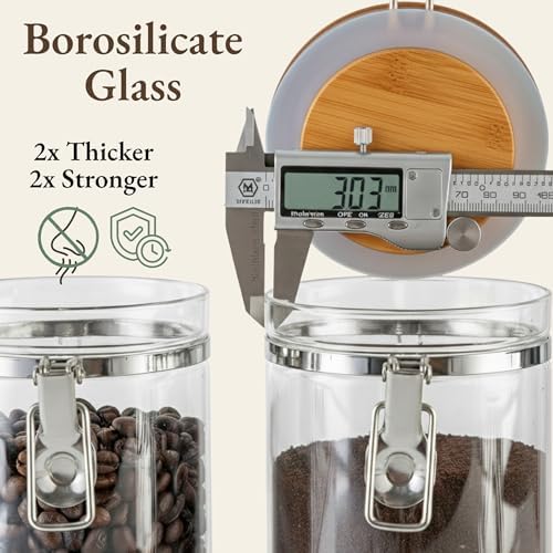 Airtight Coffee Canister with Scoop | Curated Glass Storage Set for