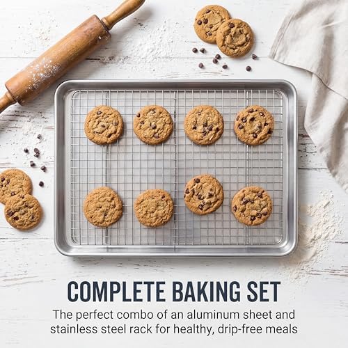 aking Sheet Pan & Cooling Rack Set – 18"×13" Aluminum Half Sheet &