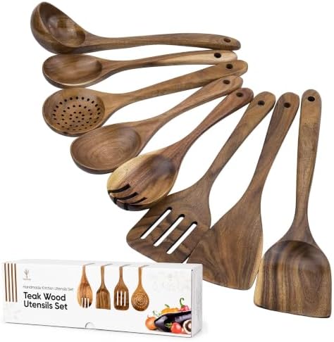 8-Piece Teak Wood Cooking Utensil Set