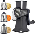 Rotary Cheese Grater, Hand Crank, 3-Blade