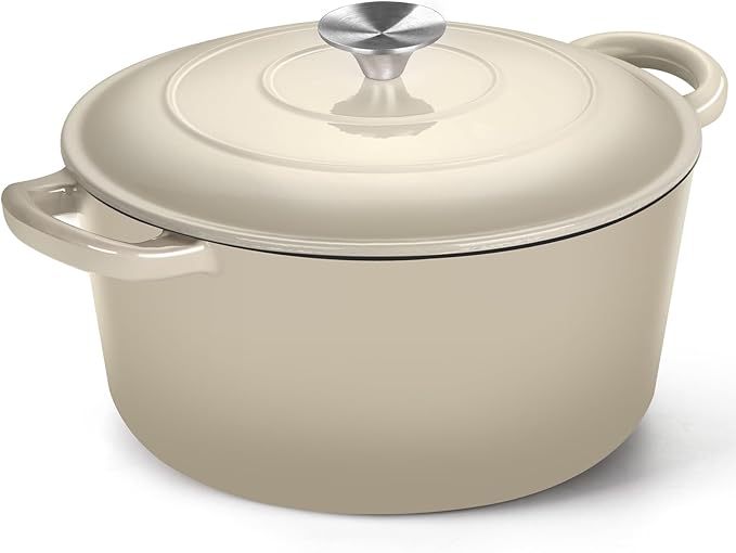 P&P CHEF 6QT Enameled Dutch Oven, Cast Iron Dutch Oven Pot by PPCHEF