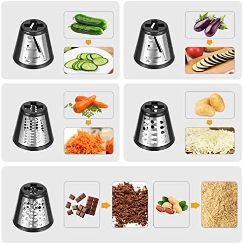 Homdox 250W Electric Cheese Grater, 5 Attachments, Ivory