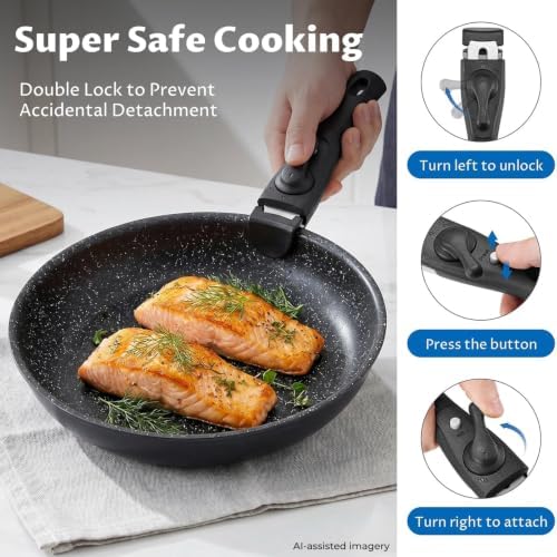 BEZIA Induction Cookware Set 10 Pieces, Nonstick Pots and Pans Set