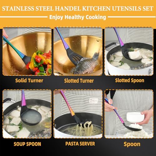 Kitchen Utensils Set, Large Non-stick Silicone Cooking Utensils Set 6