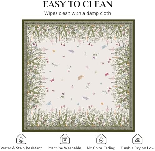 Square Tablecloth 70 x 70 Inch, Stain Resistant Wrinkle Free Card
