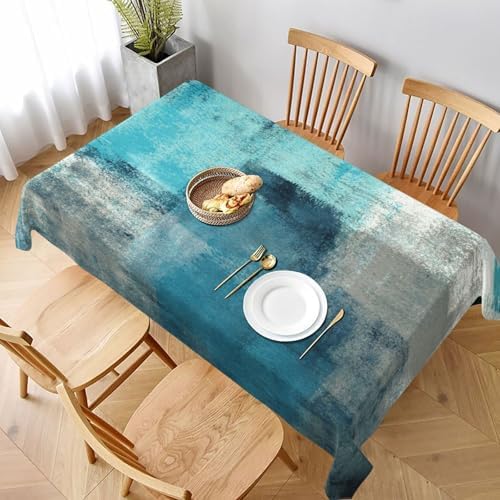 Teal and Grey Table Cloth Turquoise Tablecloth Rectangle Washable