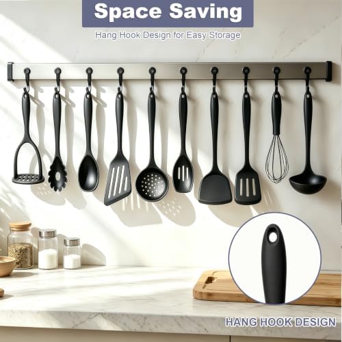 Silicone Cooking Utensils Set, 10-Piece, Black