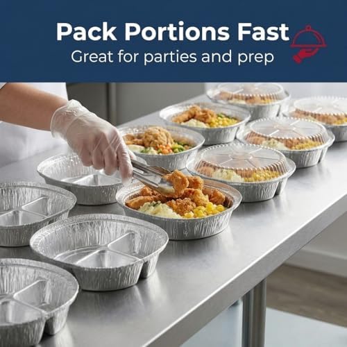 Mr Miracle Pack of 40 Disposable Aluminum Foil Pans with Clear Lids