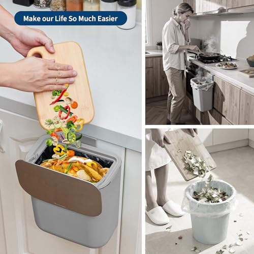 2.4 Gallon Stainless Steel Hanging Trash Can with Lid