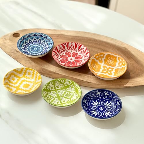6 Pcs Ceramic Dipping Sauce Bowls, 3 oz Sauce Dishes Soy Sauce