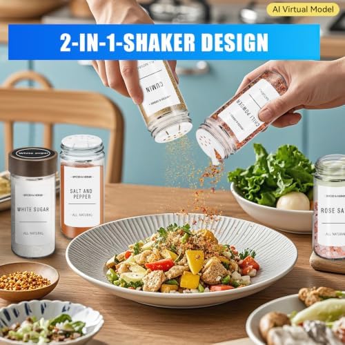 VIBRATITE 30 Pack 4 oz Round Glass Spice Jars with Acacia Lids and