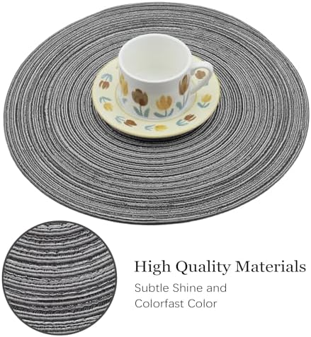 MIAOMIAO Round Placemats Set of 6 Braided Dining Table Kitchen Decor