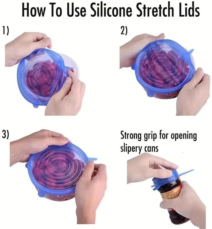 Reusable Silicone Bowl Lids, 6-Piece Stretch Covers