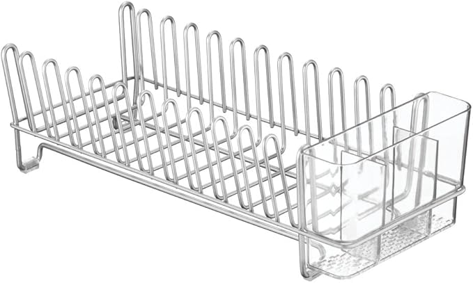 mDesign Kitchen Sink Dish Drainer – Small Metal and Plastic Dish Rack - Image 5