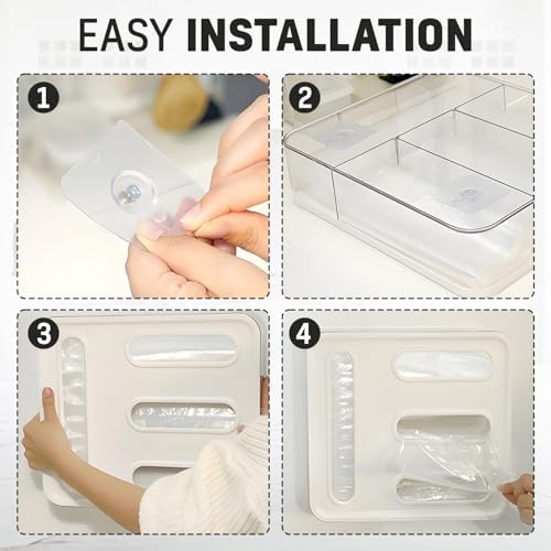 HIMUS Food Storage Bag Organizer - 4 in 1 Plastic Baggie Organizer for