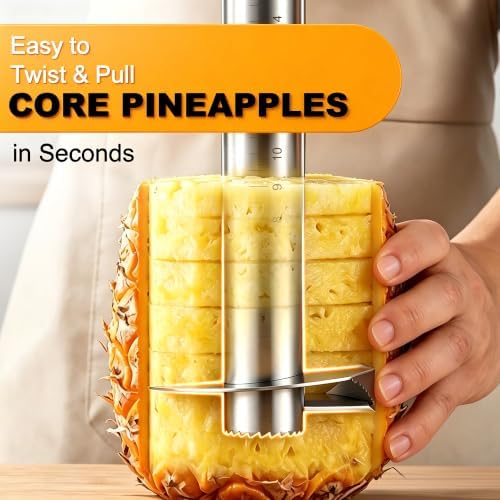 Pineapple Corer and Slicer, Stainless Steel Pineapple Cutter and