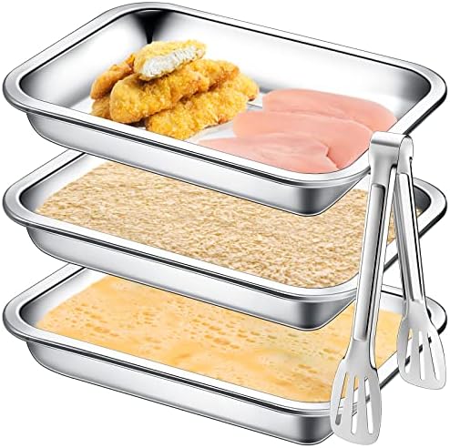 Mumufy Breading Trays Set of 3 Large Stainless Steel Breading Pans