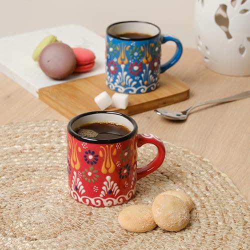 Ceramic Espresso Cups, 5 Oz Espresso Cups Set of 4, Handmade Espresso