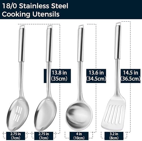 18/0 Stainless Steel Kitchen Utensil Set, Pack of 4