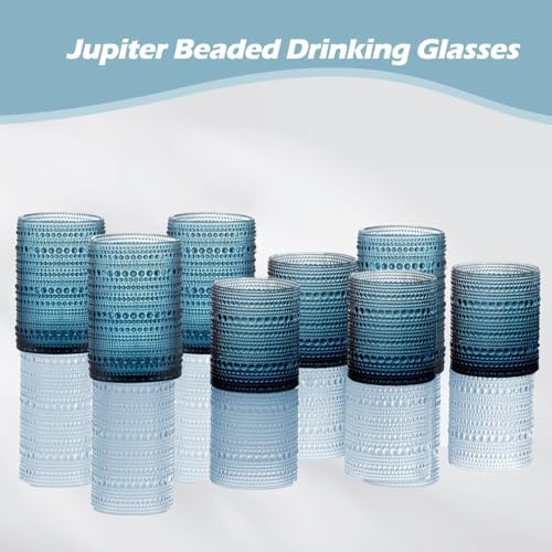 Hobnail Drinking Glasses with Straws, 15oz&12oz Vintage Glassware Set