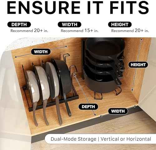 SIMPLE HOUSEWARE 5 Compartments Height Adjustable Pan Organizer, Black