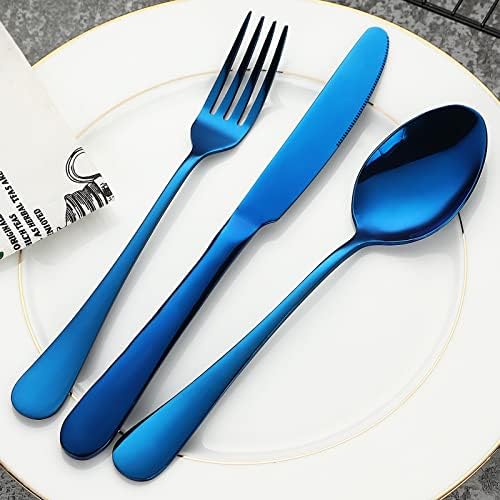 Blue Silverware Set Flatware Cutlery - 20 Pieces Stainless Steel