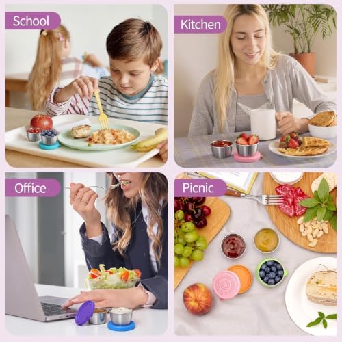 12 Pack Sauce Containers, 1.6 Oz Leakproof Sauce Cups with Lids