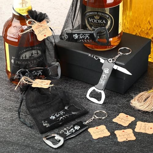 Vesici 72 Pcs /24 Set Wedding Favors Bottle Opener Keychains, Black