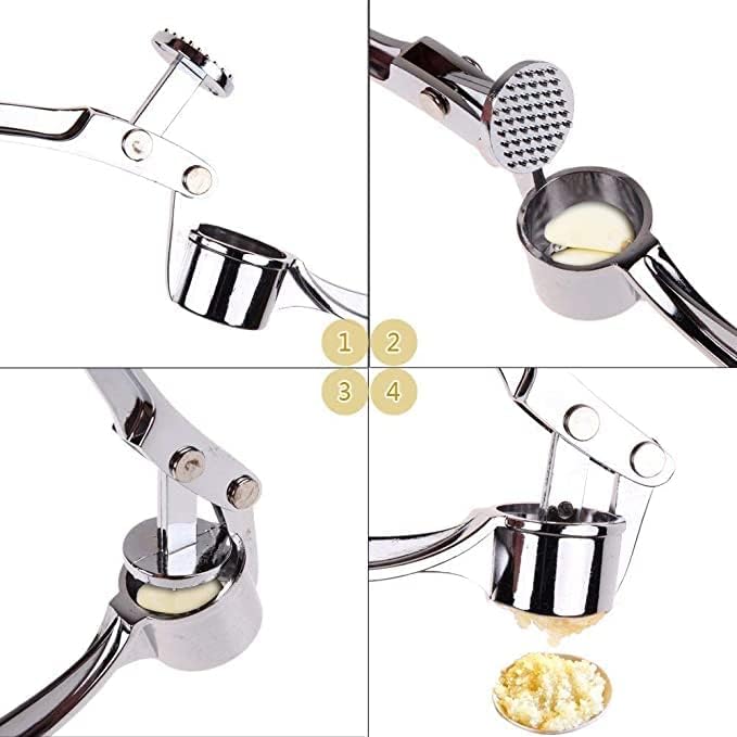 Zinc Alloy Garlic Press, Stainless Steel Look