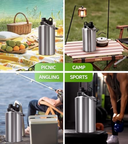 Insulated Water Bottle,1 Gallon Jug with Handle, 128oz Stainless