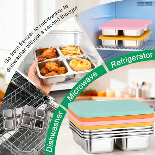 4 Pack Stainless Steel Snack Containers with Lids, Lunchable 4