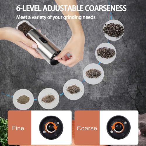 Enutogo Electric Salt & Pepper Grinder Set, Stainless Steel