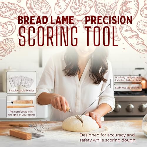 Danish Dough Whisk Set – Wooden Scraper & Lame Scoring Tool